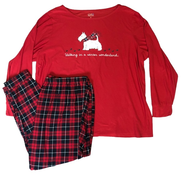 Croft & Barrow | 2pc Pajama Set Scotty Dog Red Plaid Size 3X - Picture 1 of 3